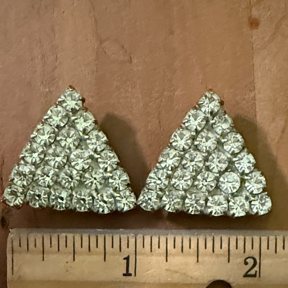 Vintage Rhinestone Triangle Clip On Earrings